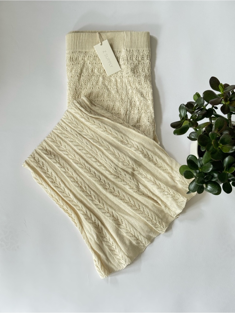 Z Supply Ivory Openwork Knit Midi Skirt